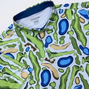 Good Good Campo Polo Shirt Men's 2XL Multicolor Performance Stretch Golf NWOT